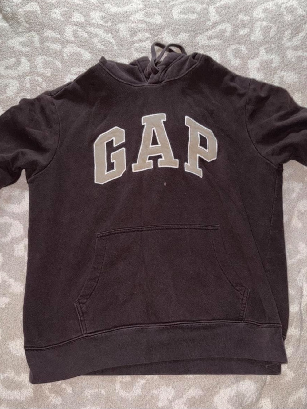 GAP Men's Black Crewneck Hoodie with Contrast Logo